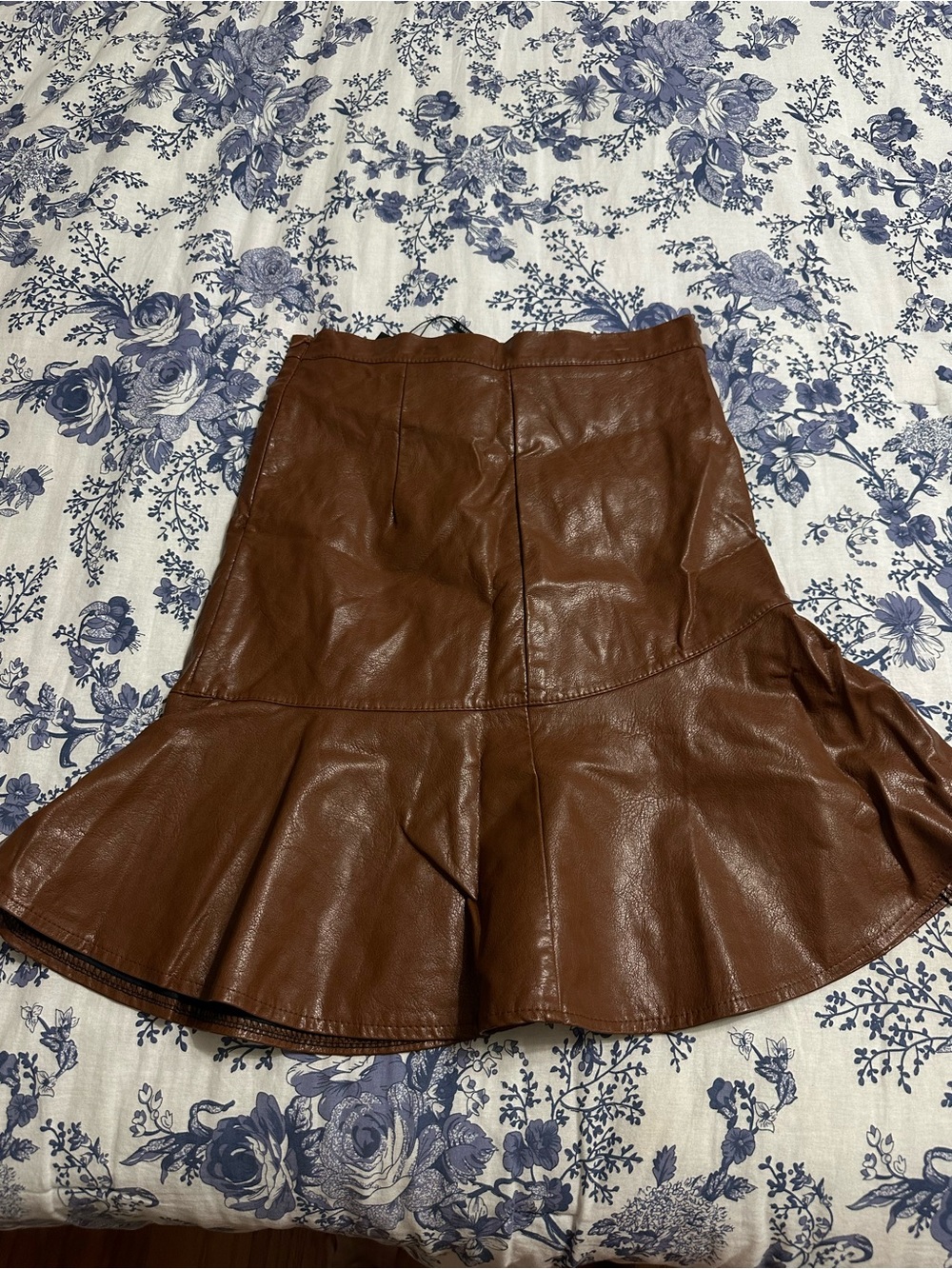 Women’s Brown Faux Leather Flared Skirt